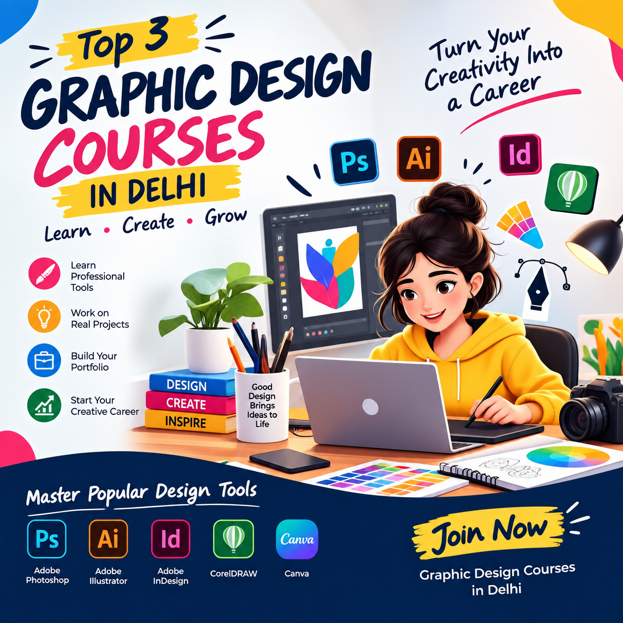 Top 3 Graphic Design Courses in Delhi